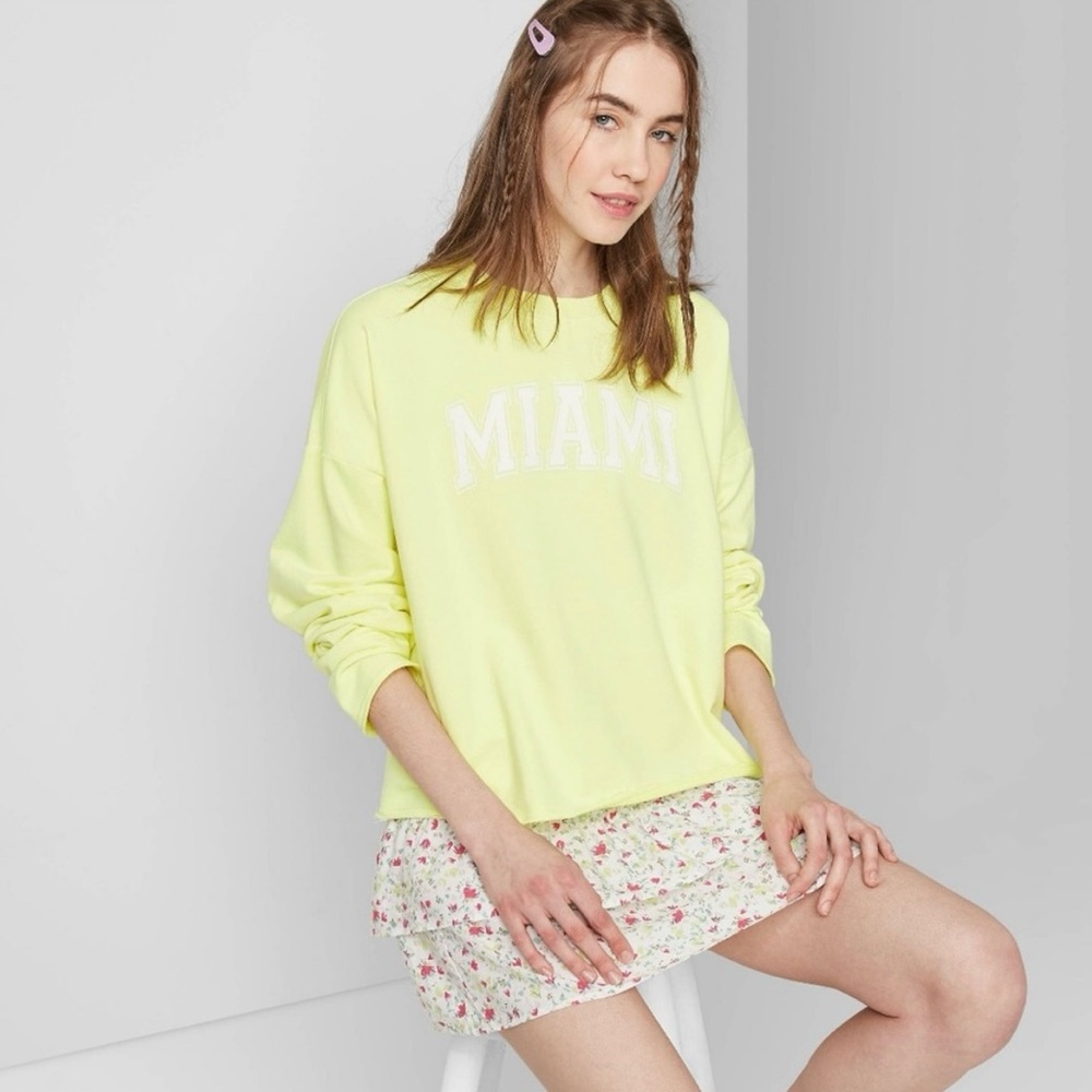 Wild Fable Florescent Yellow “Miami” Sweatshirt